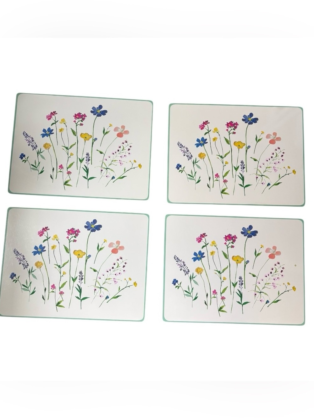 Williams Sonoma Floral Meadow Collection Set of 4 Cork Back Hardboard Placemats